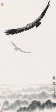  eagle Art - Wu zuoren eagle in sky 1983 traditional China